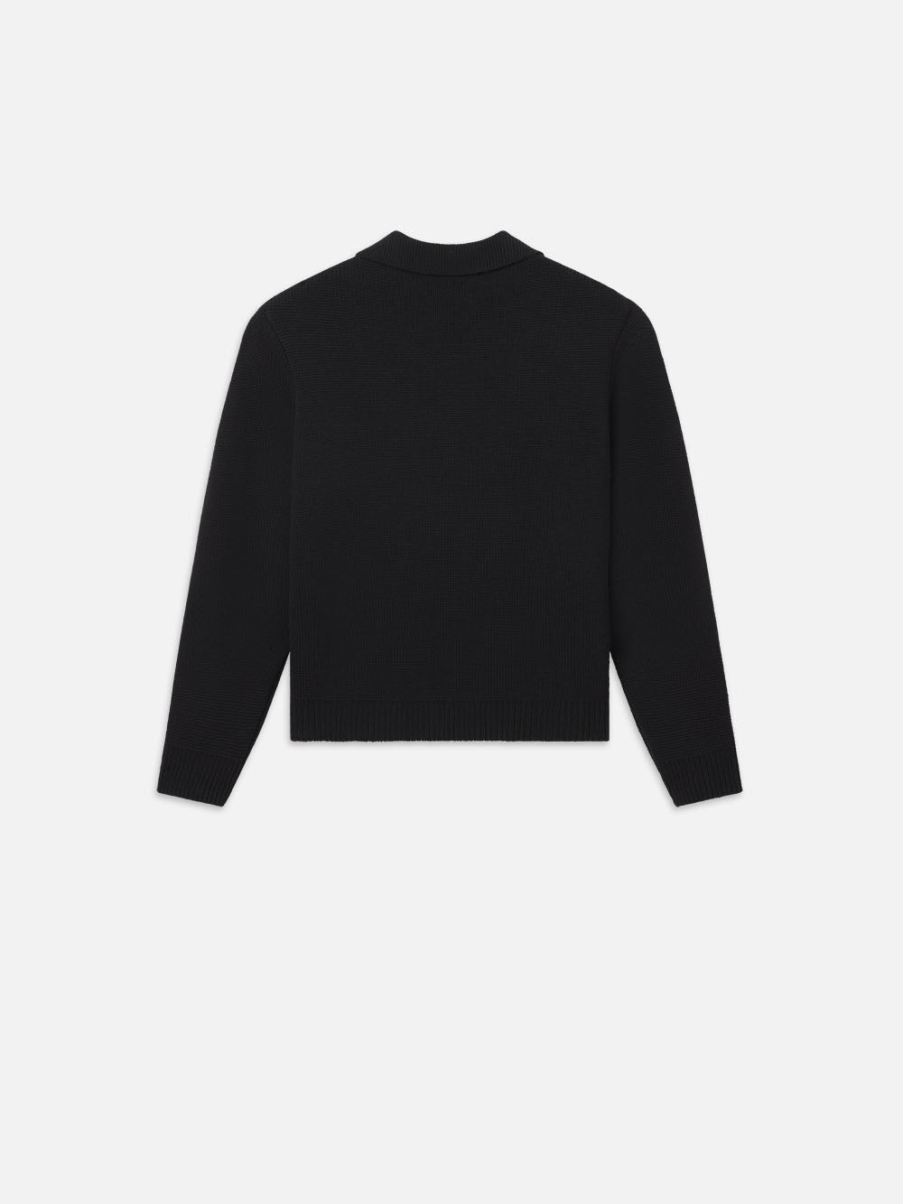 Silk Blend Polo Sweater in Black - 4