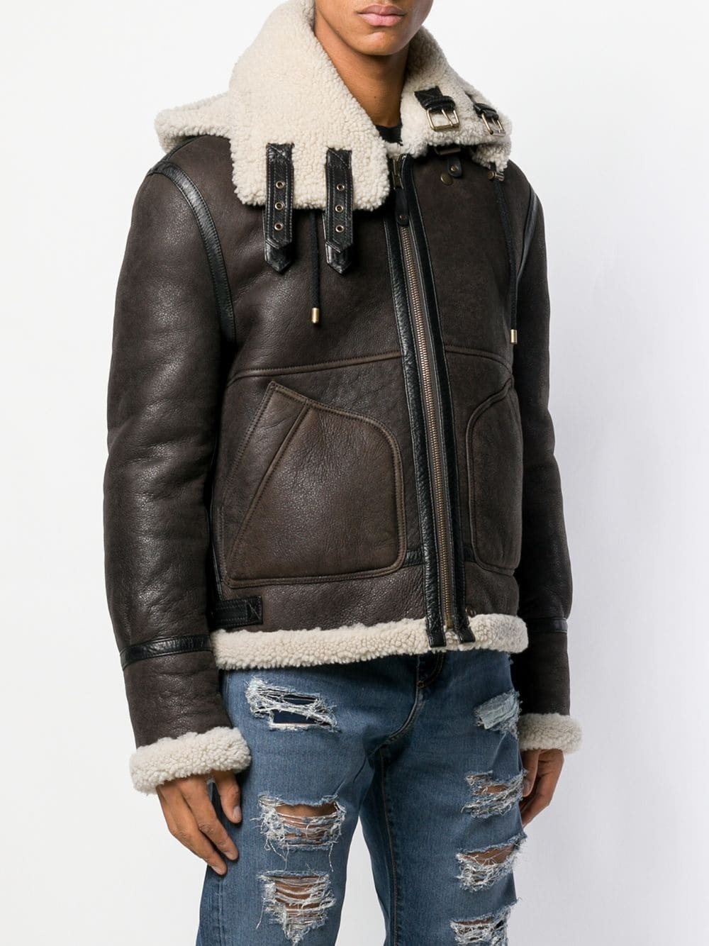 reversible shearling jacket - 4