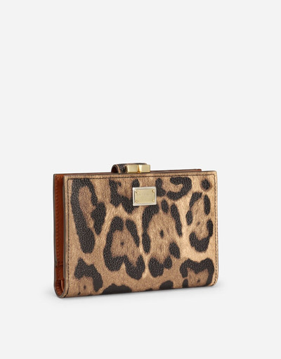 Dolce & Gabbana Leopard-print Crespo zip-around wallet with branded plate outlook