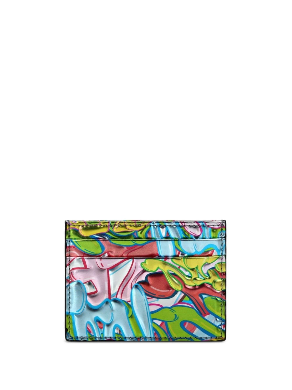 graffiti-print leather cardholder - 1