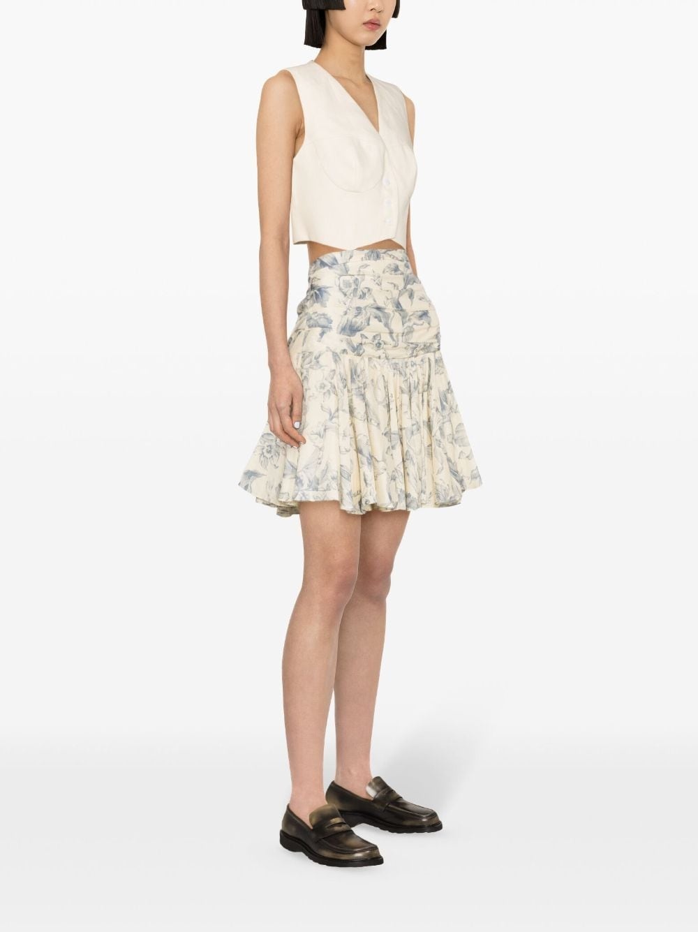 floral-print flared skirt - 3