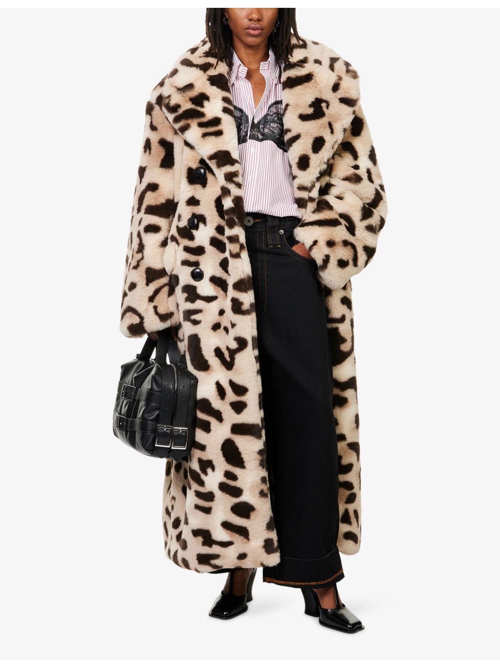 Leopard Double-Breasted Faux-Fur Coat - 2