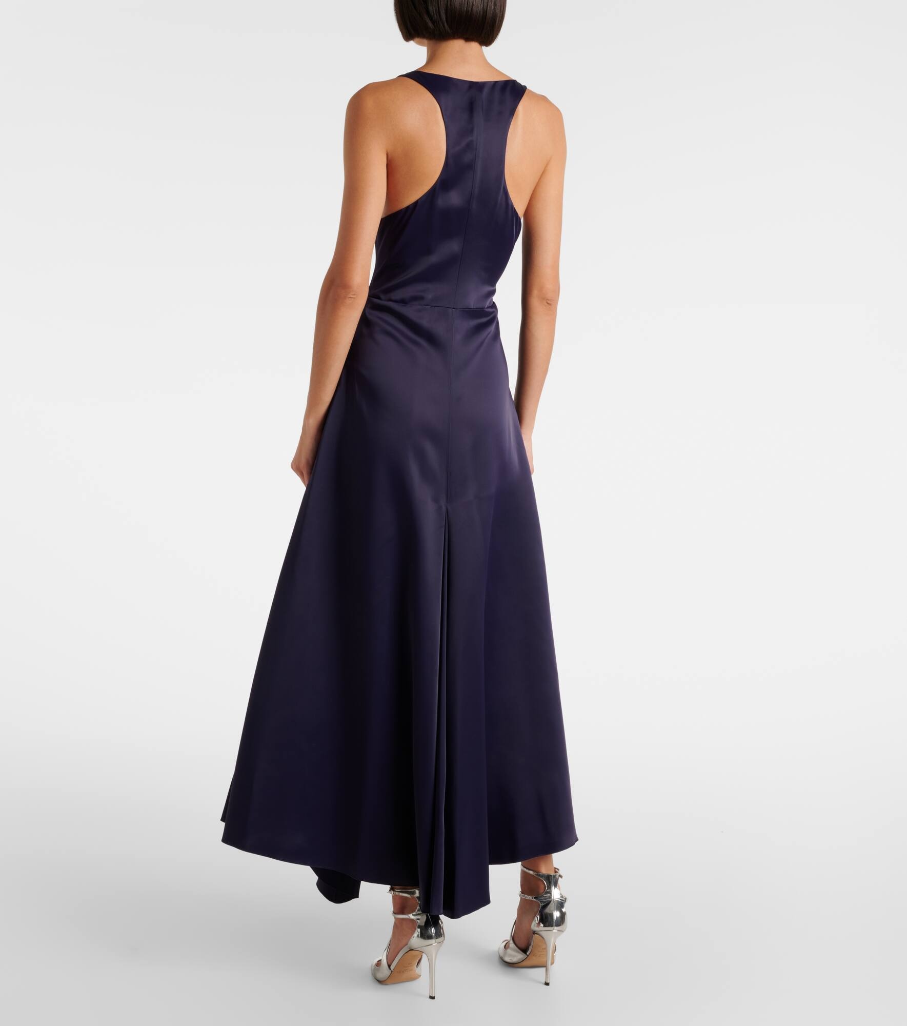 Gathered satin maxi dress - 3