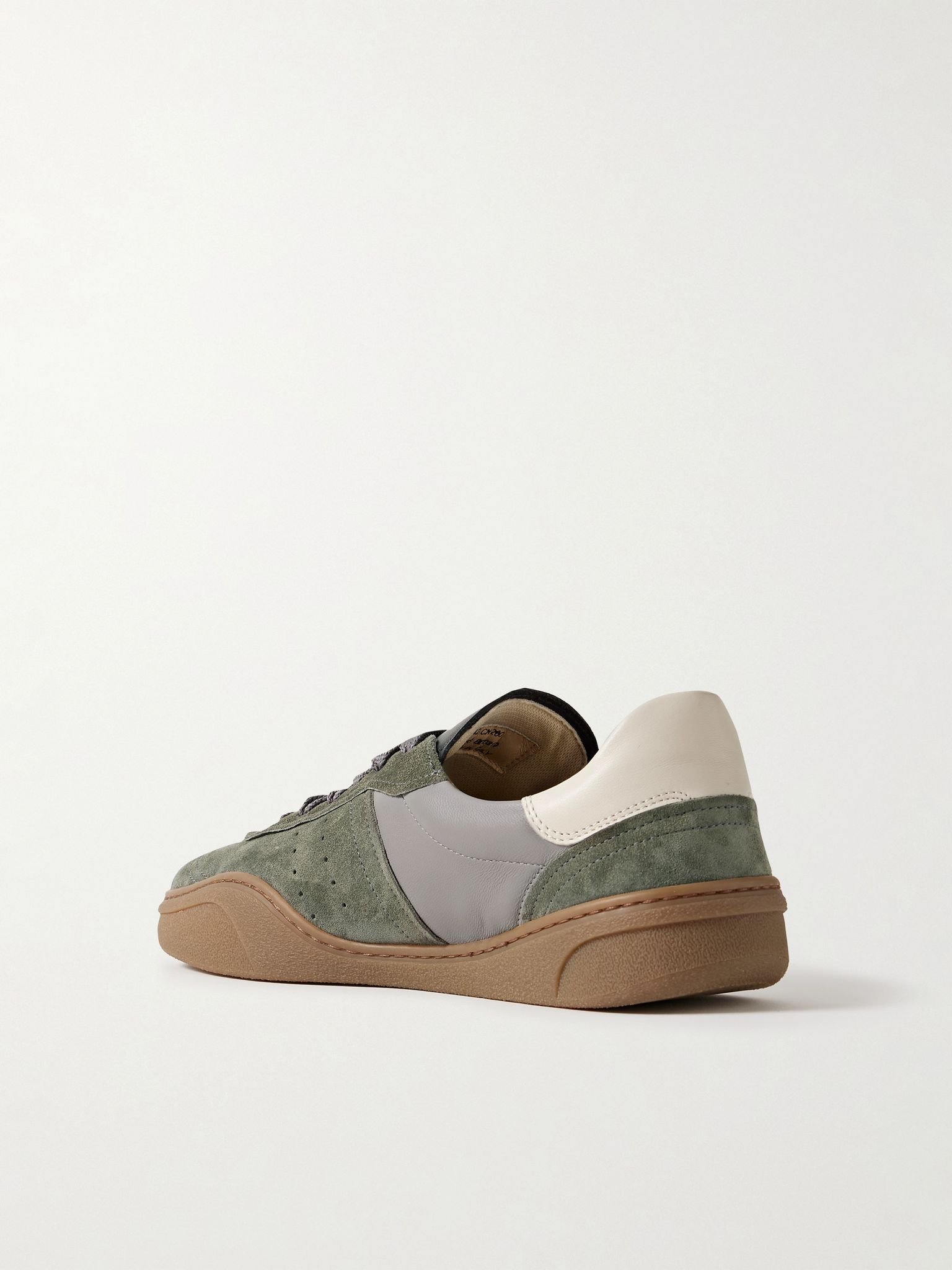 Bars Low Suede-Trimmed Leather Sneakers Gray - 4