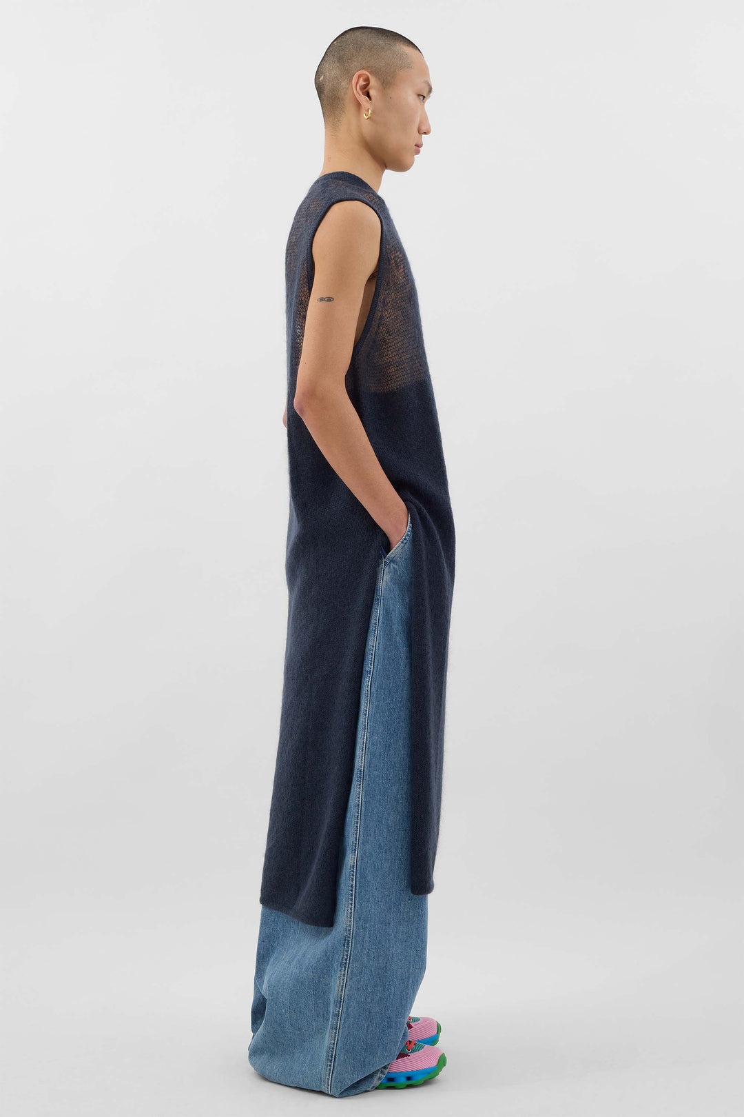 LONG VEST MOHAIR / deep blue - 4