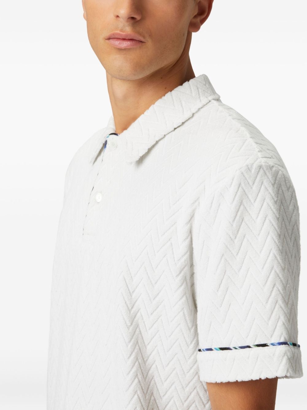 zigzag-woven polo shirt - 4