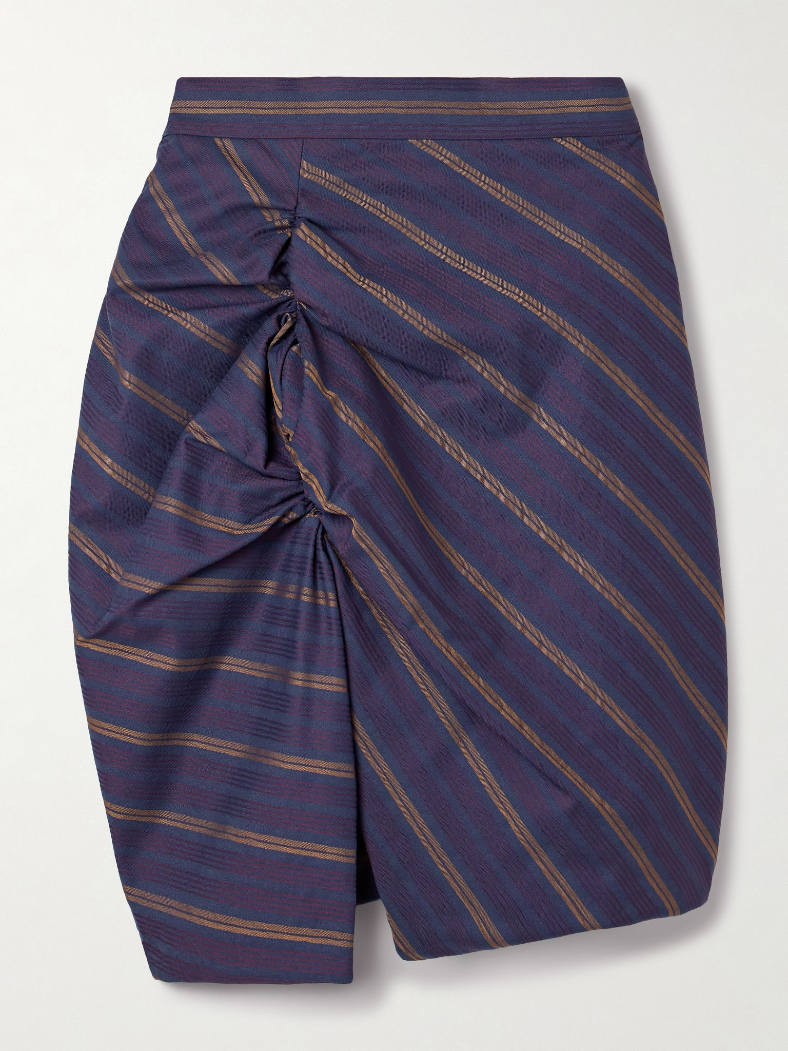 Panther gathered striped cotton-blend twill mini skirt Purple - 1