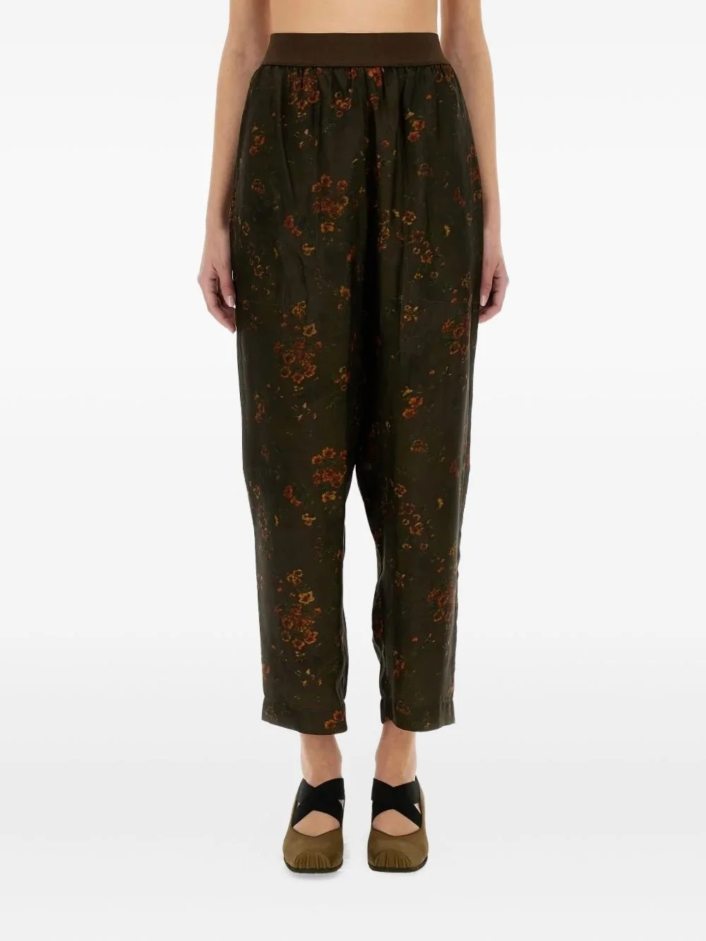 floral-print elastic-waist trousers - 1