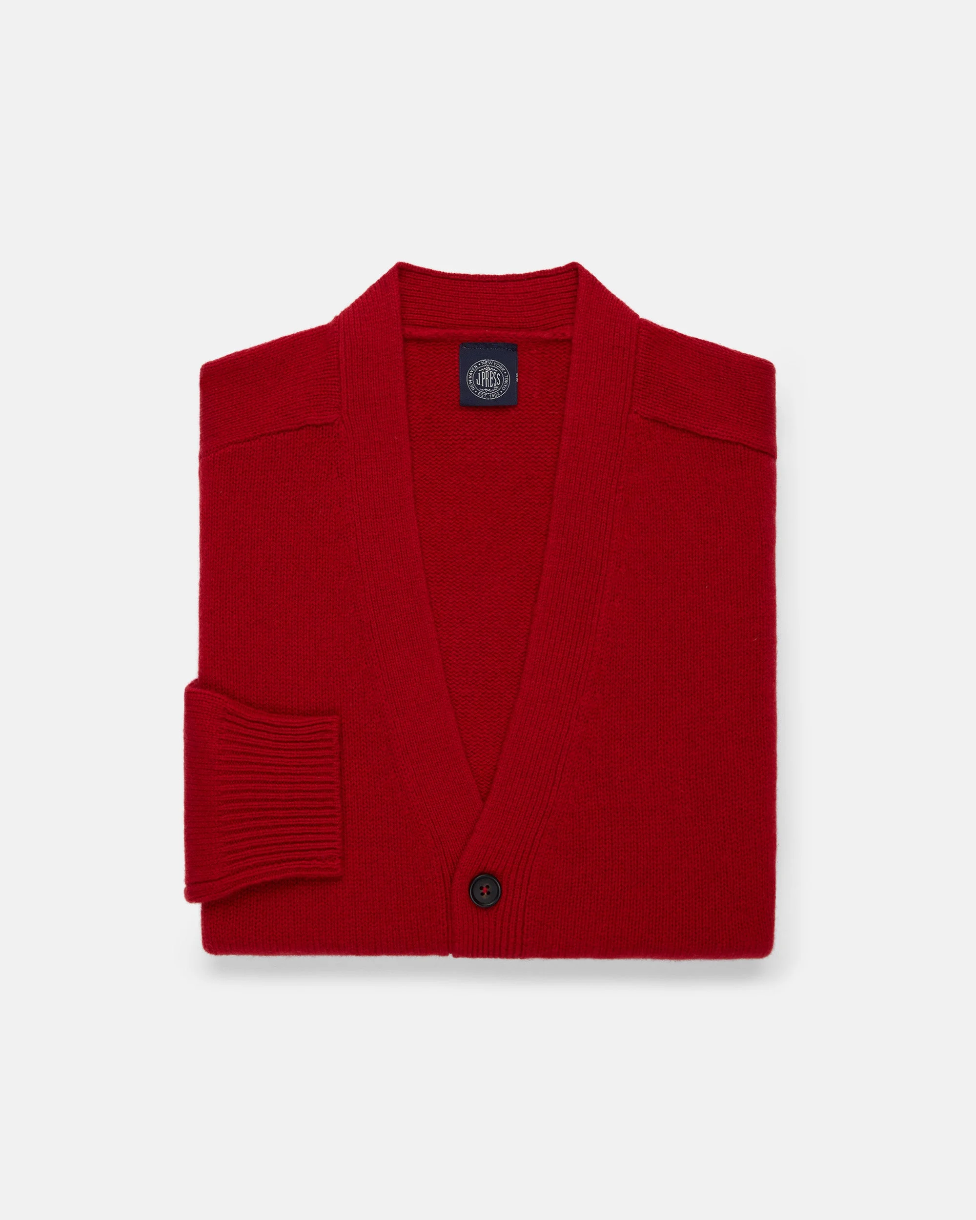 RED LAMBSWOOL CARDIGAN SWEATER - 1