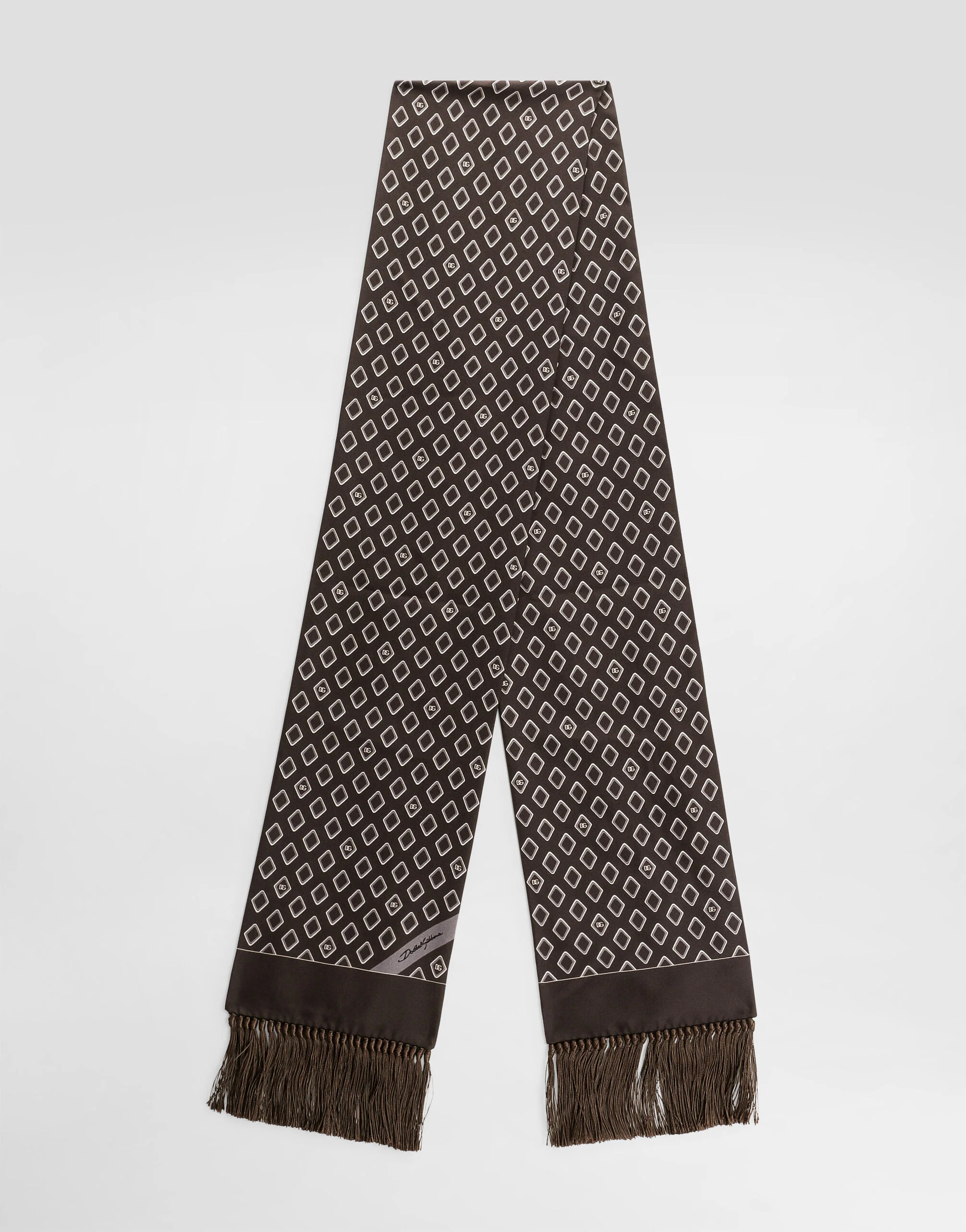 Silk twill scarf with micro-design and logo - 1