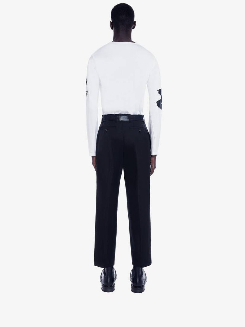 Men's McQueen Graffiti Long Sleeve T-shirt in White/black 4