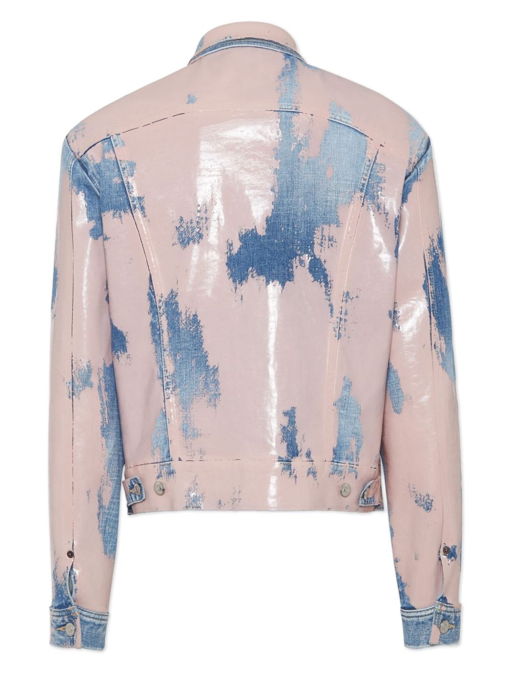 two-tone distressed denim jacket - 2