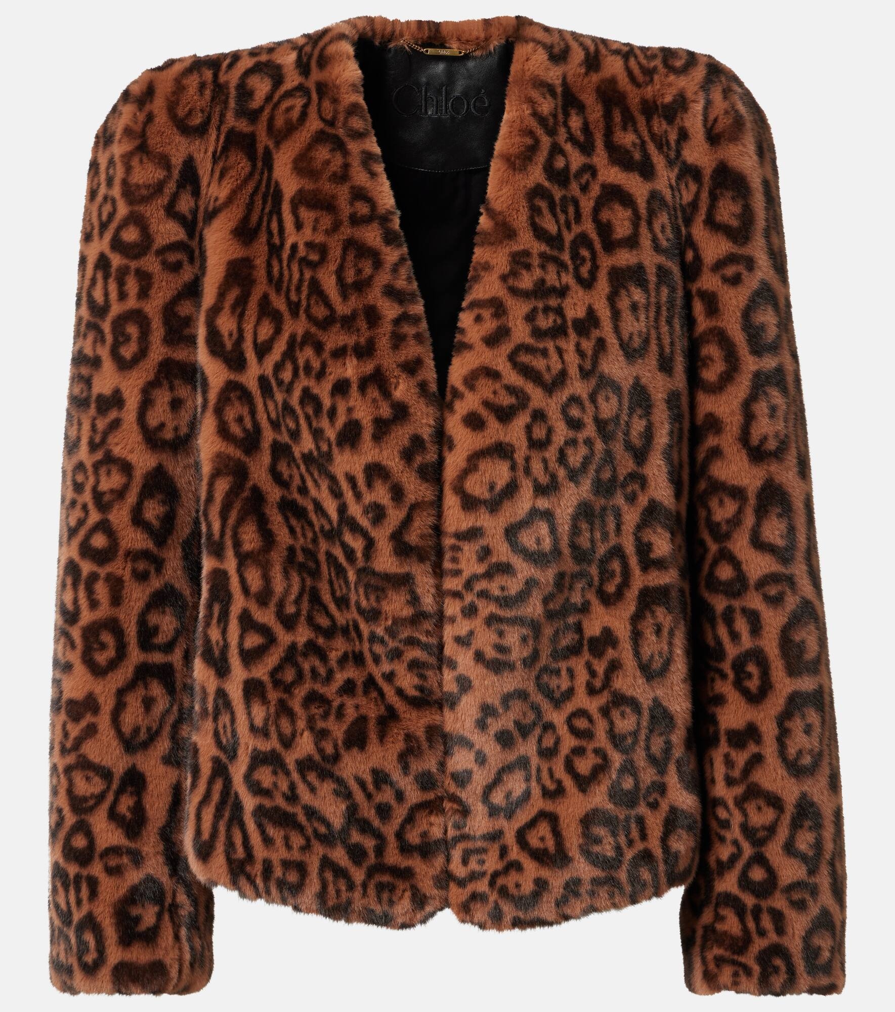 Leopard-print cropped faux fur jacket - 1