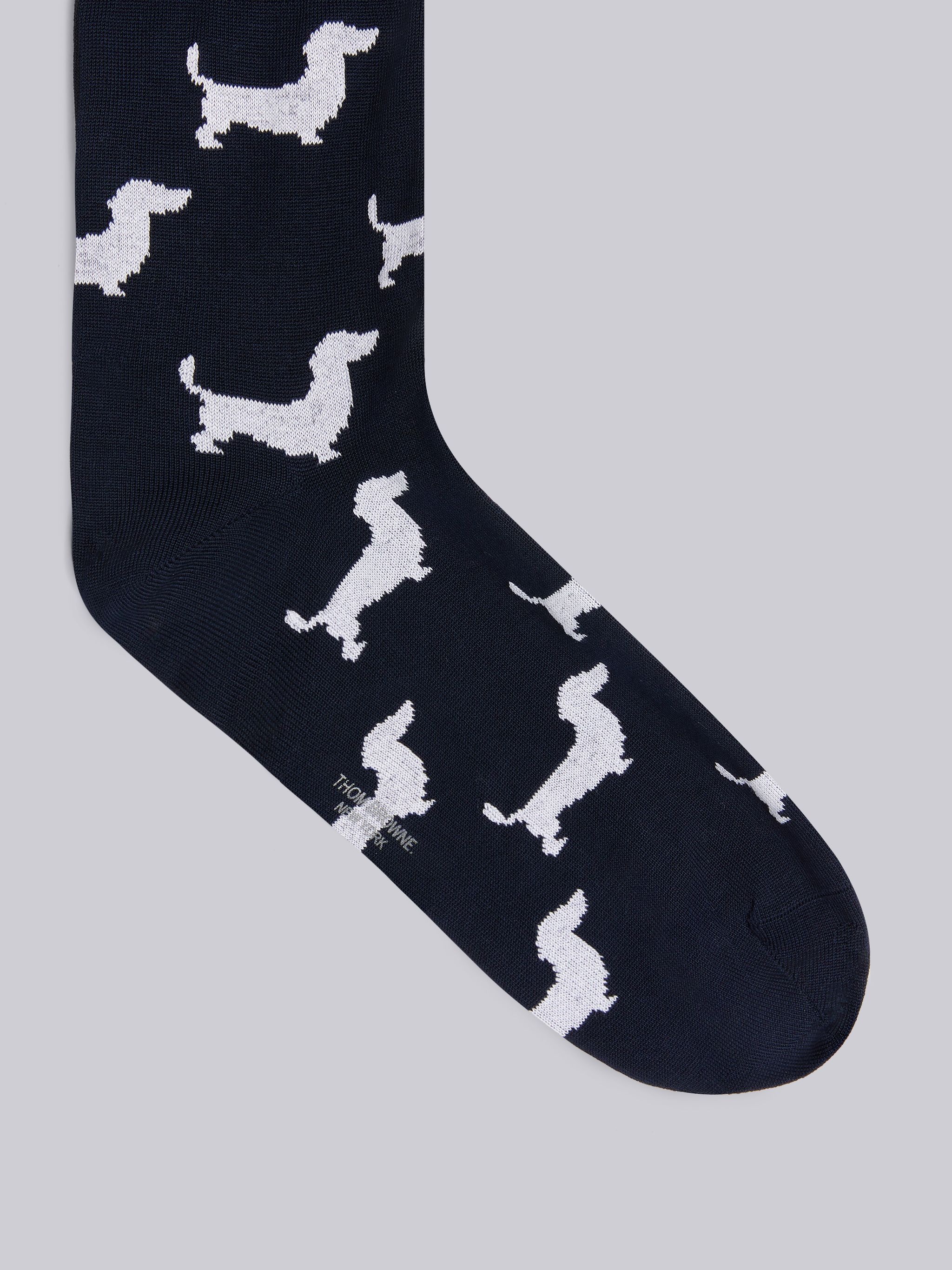 Navy Mercerized Cotton Hector Half Ankle Mini Crew Socks - 2