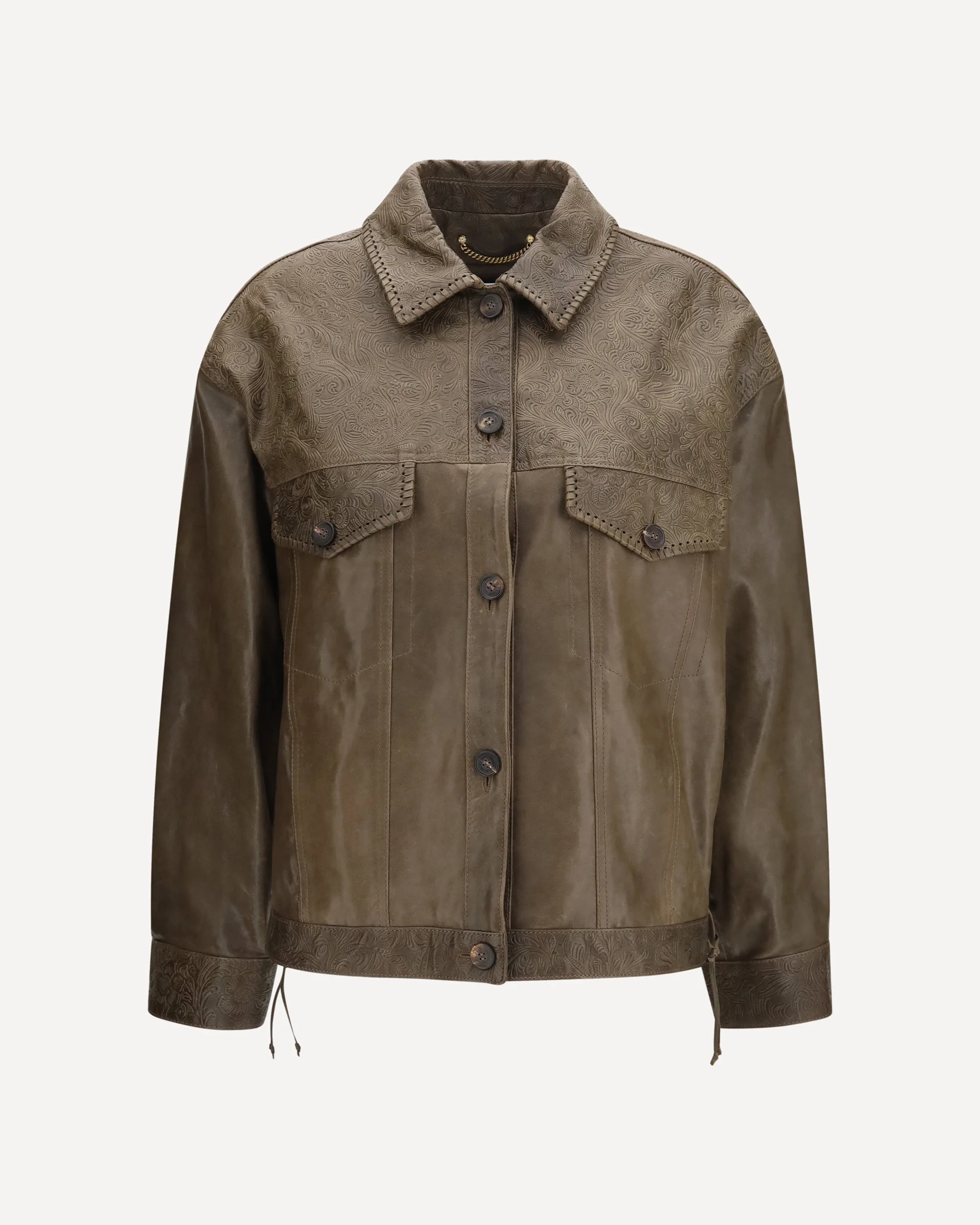 Babete leather Jacket with embossed details - 1