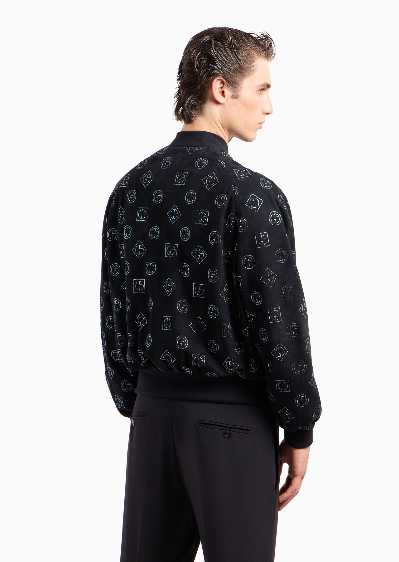 Suede blouson with all-over rhinestone monogram - 3