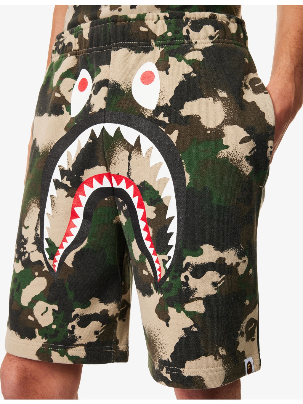 Shark-Graphic Camo Cotton-Jersey Sweat Shorts - 5