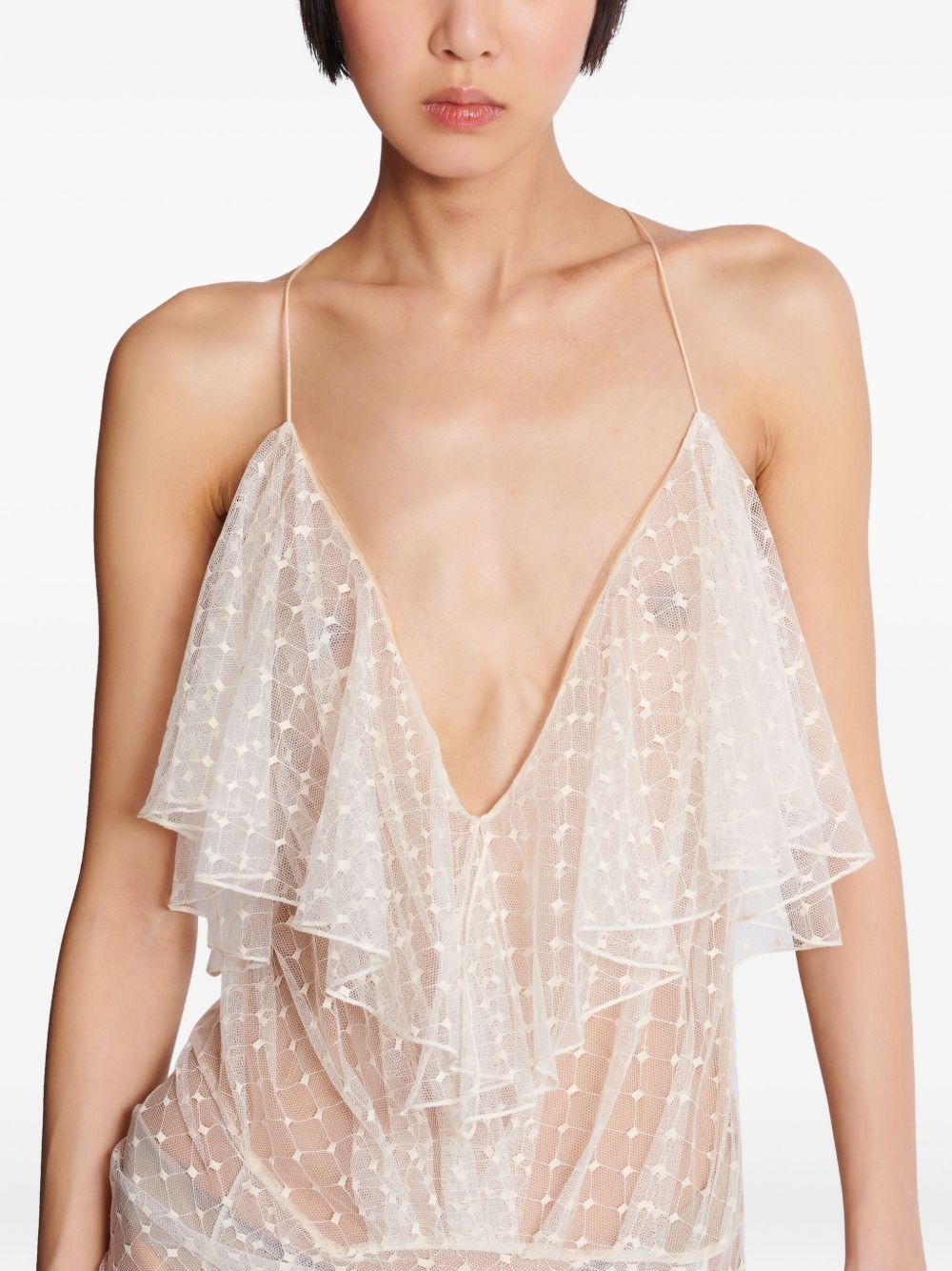 lace-panel maxi dress - 7