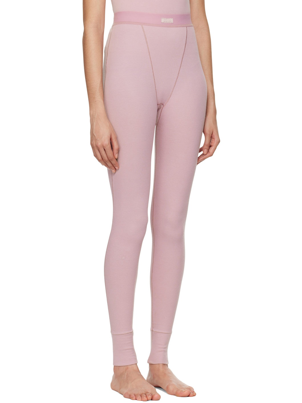Purple Cotton Rib Leggings - 2