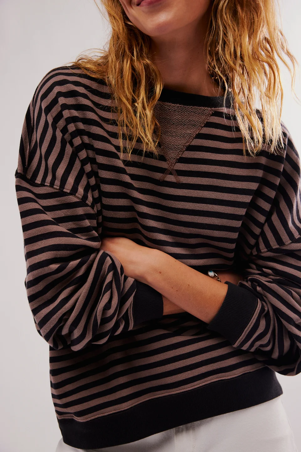 We The Free Classic Striped Oversized Crewneck - 1