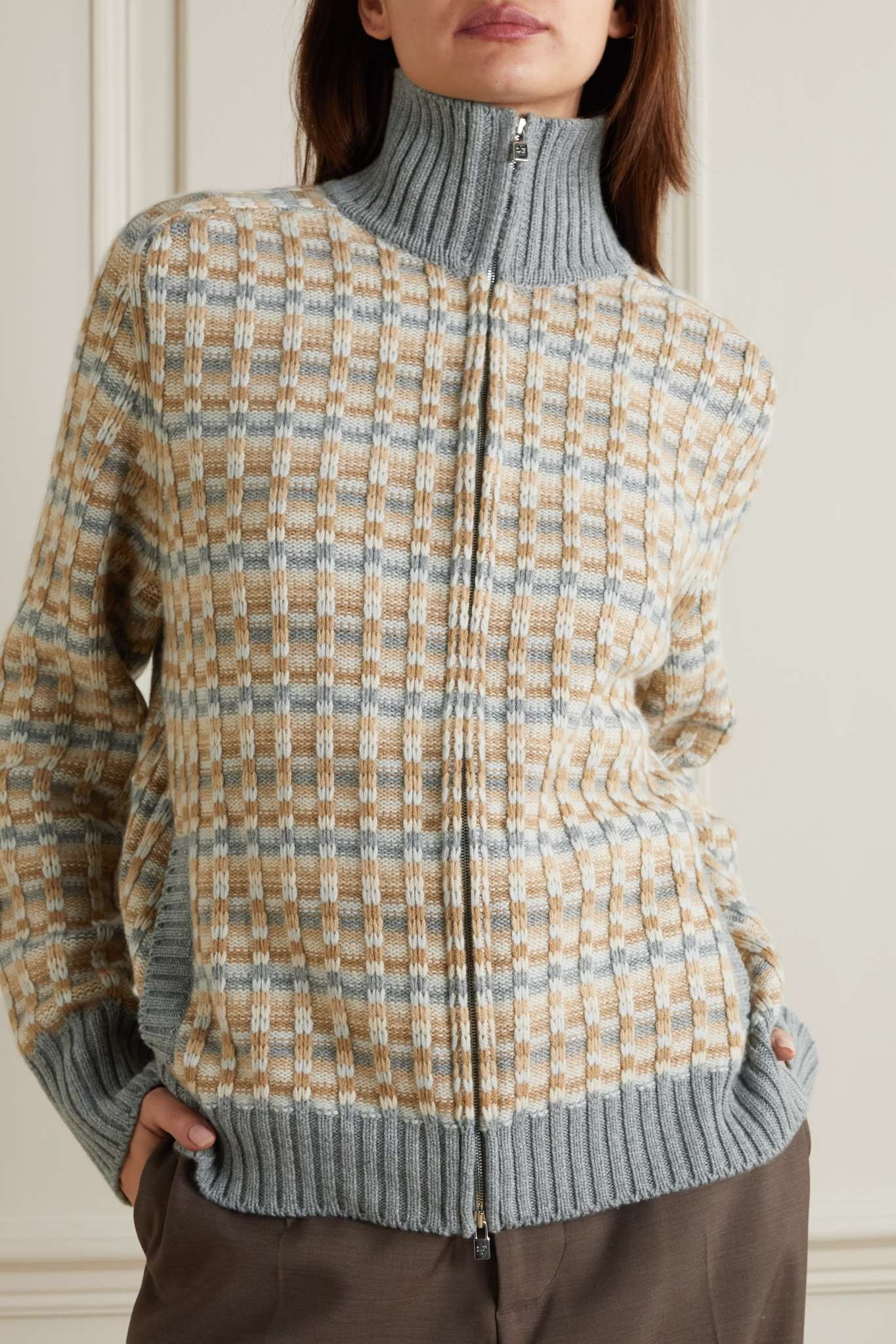 Striped cashmere-jacquard cardigan - 3