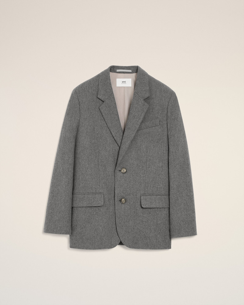 GREY WOOL LOOSE SINGLE BREASTED JACKET 1