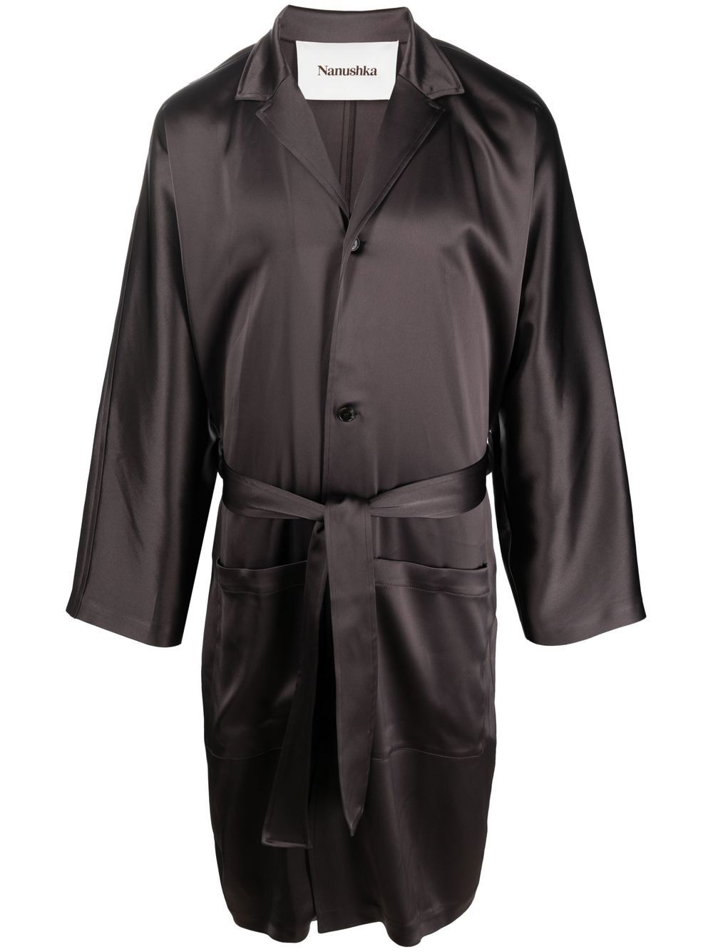 cuban-collar self-tie shirt - 1