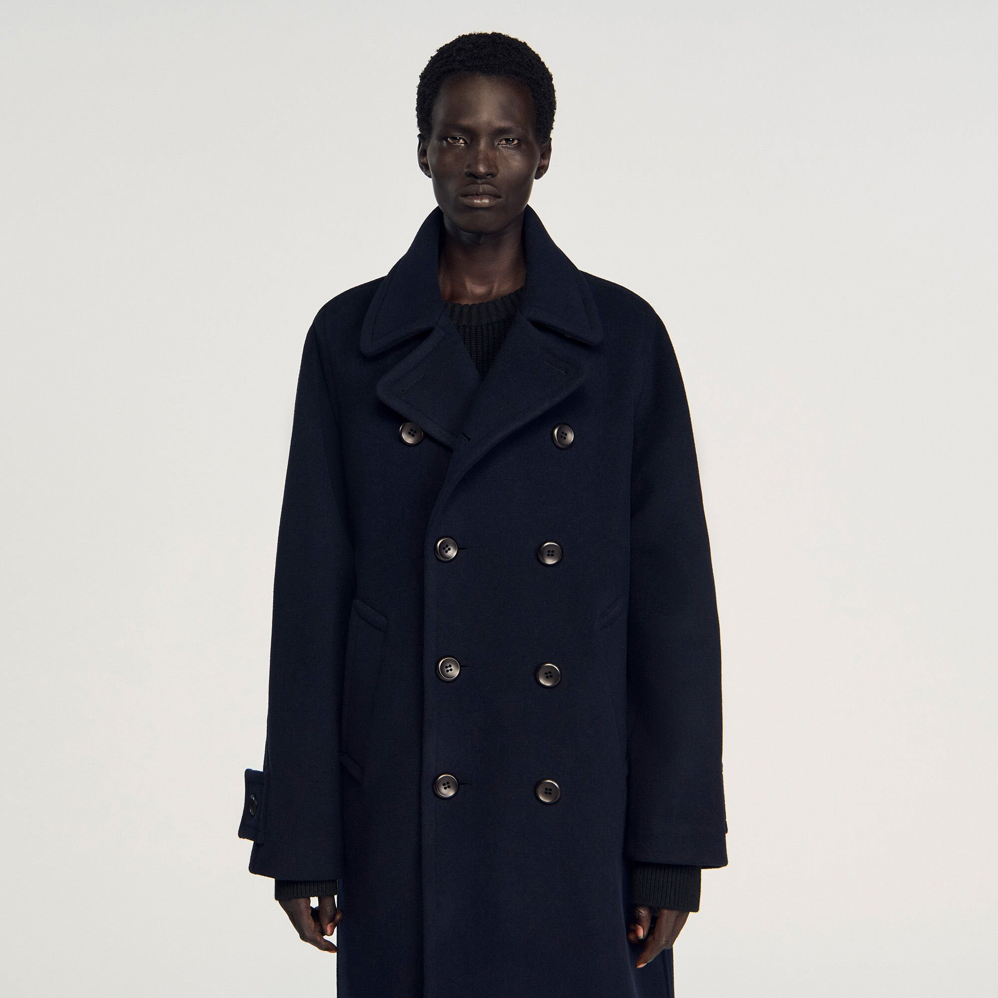 DOUBLE-BREASTED WOOL COAT - 4