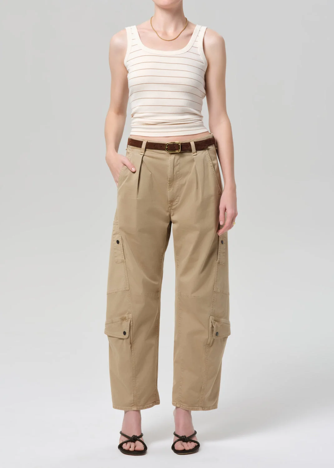 Faye Tank In Golden Pinstripe - 1