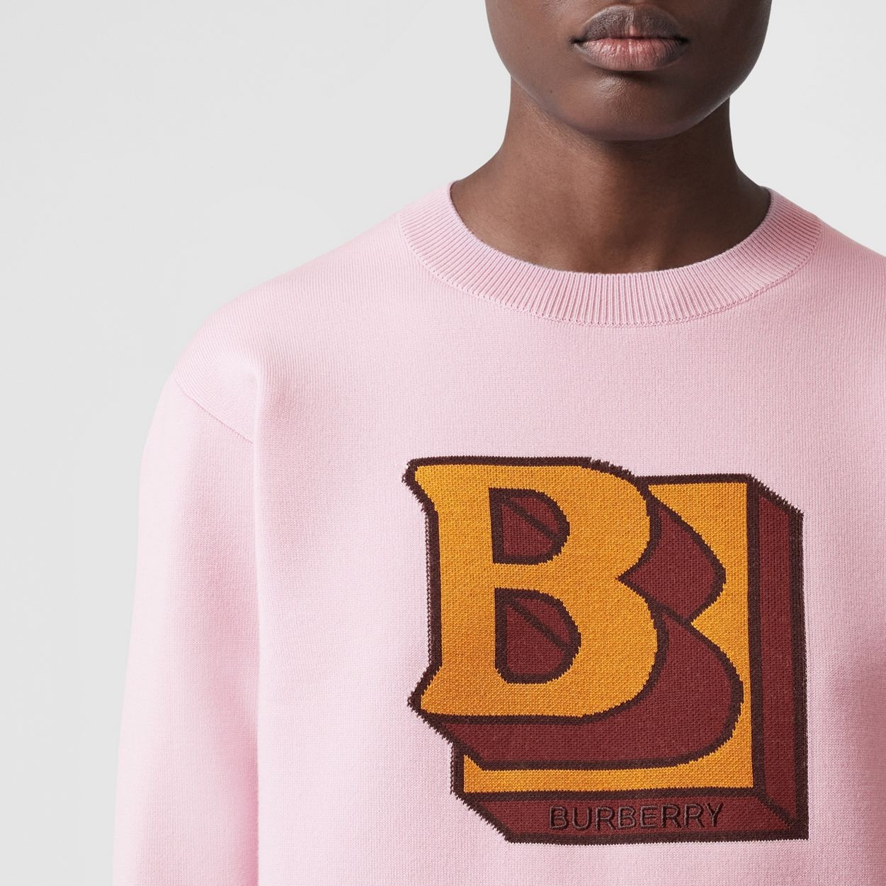 Letter Graphic Wool Blend Jacquard Sweater - 3