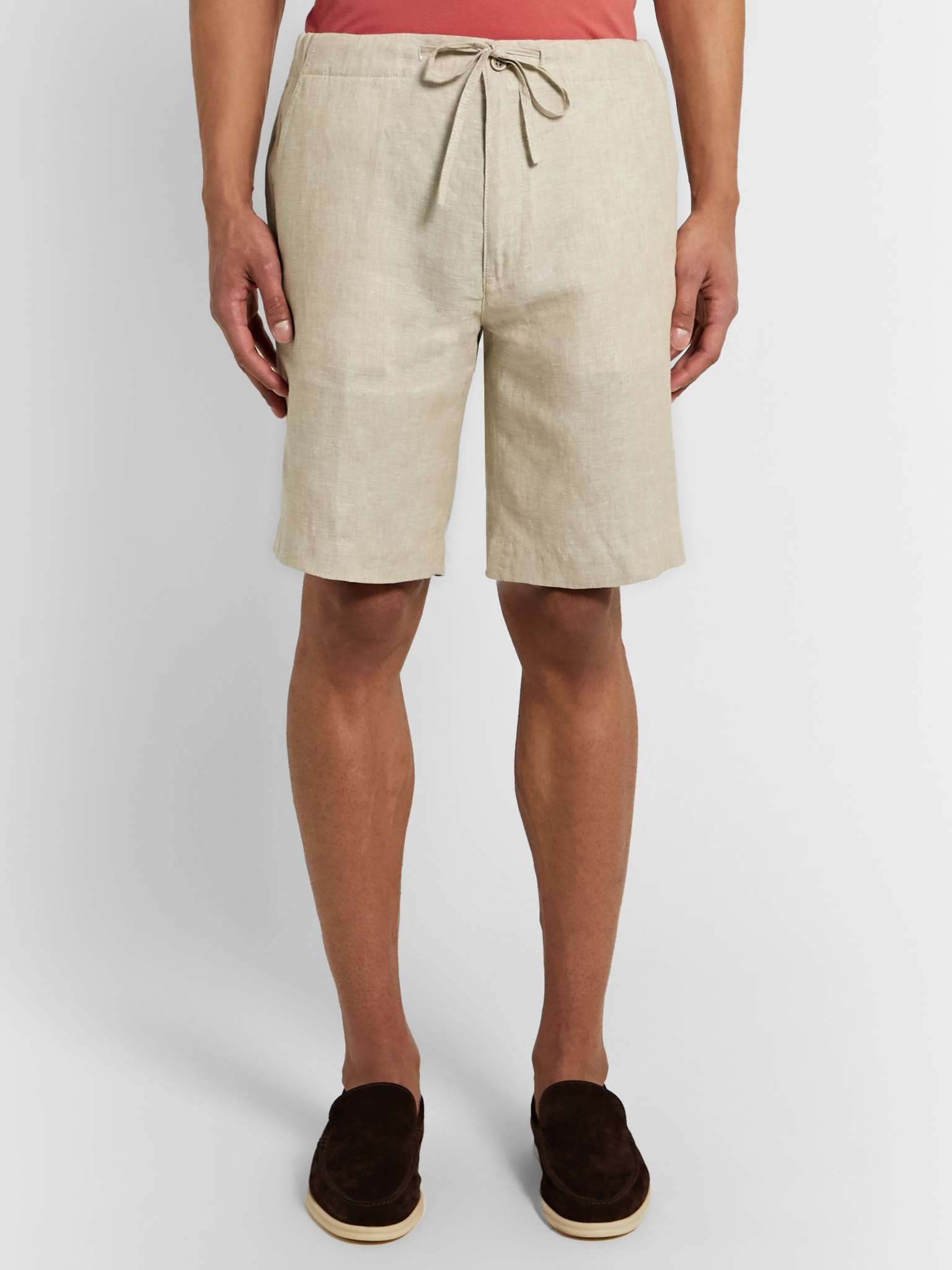 Slim-Fit Linen Drawstring Bermuda Shorts - 4