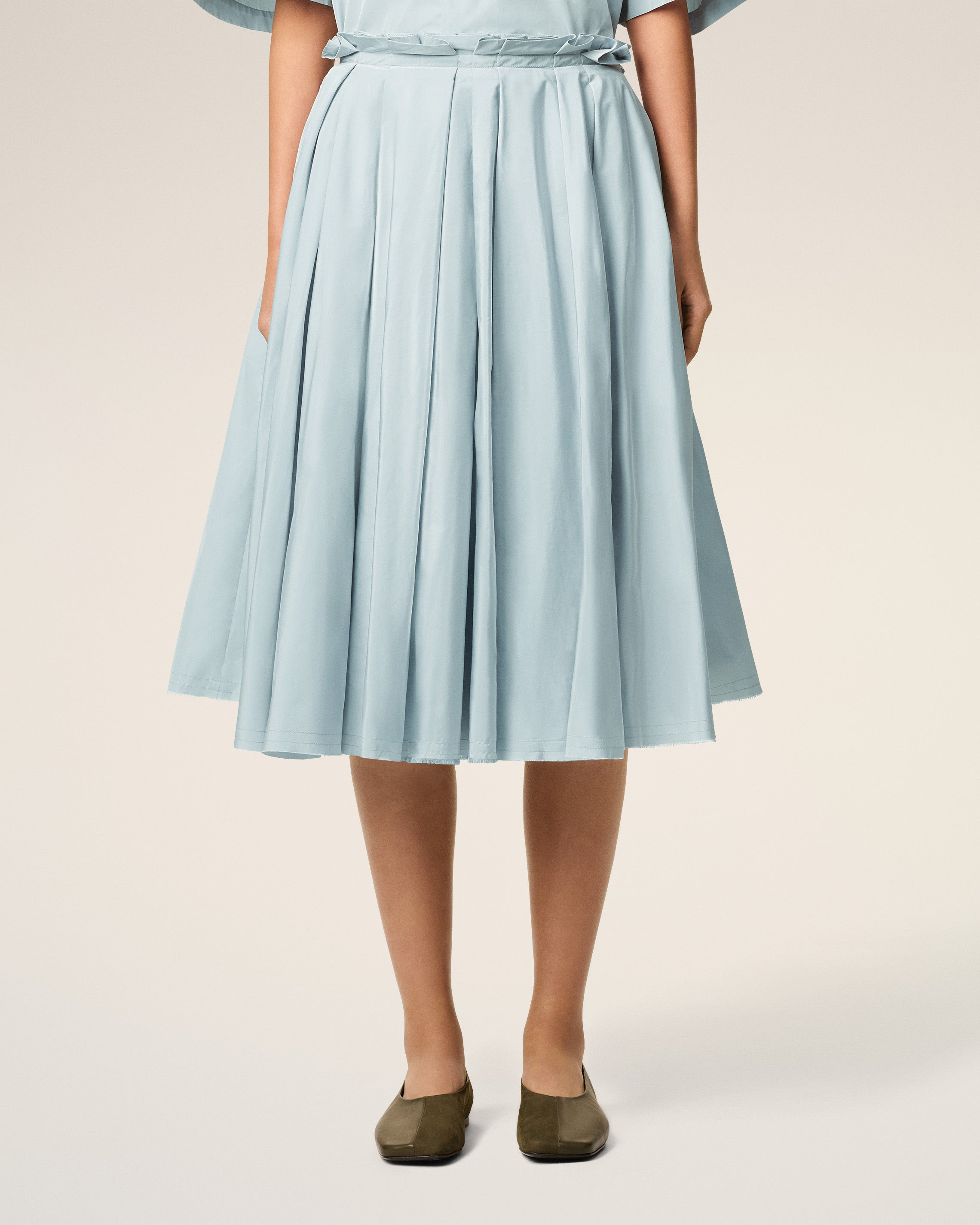 BLUE TAFFETAS MIDI COROLLA SKIRT - 3