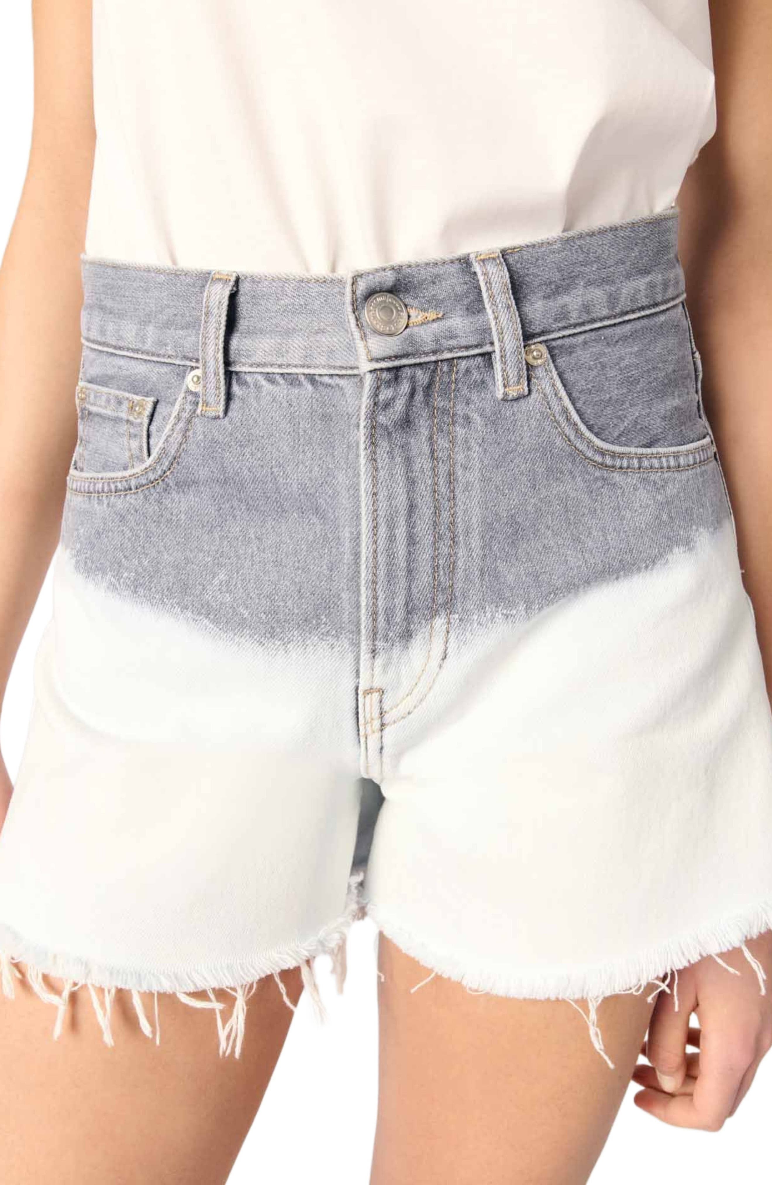 maje Tie-dye denim shorts in Grey/white at Nordstrom - 5