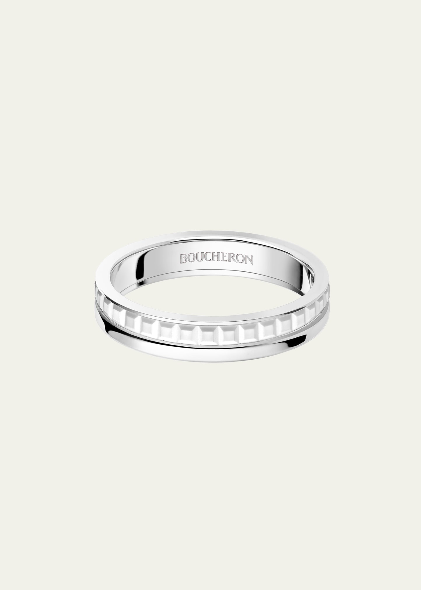 18K White Gold Quatre Double Wedding Band Ring, White Edition - 1
