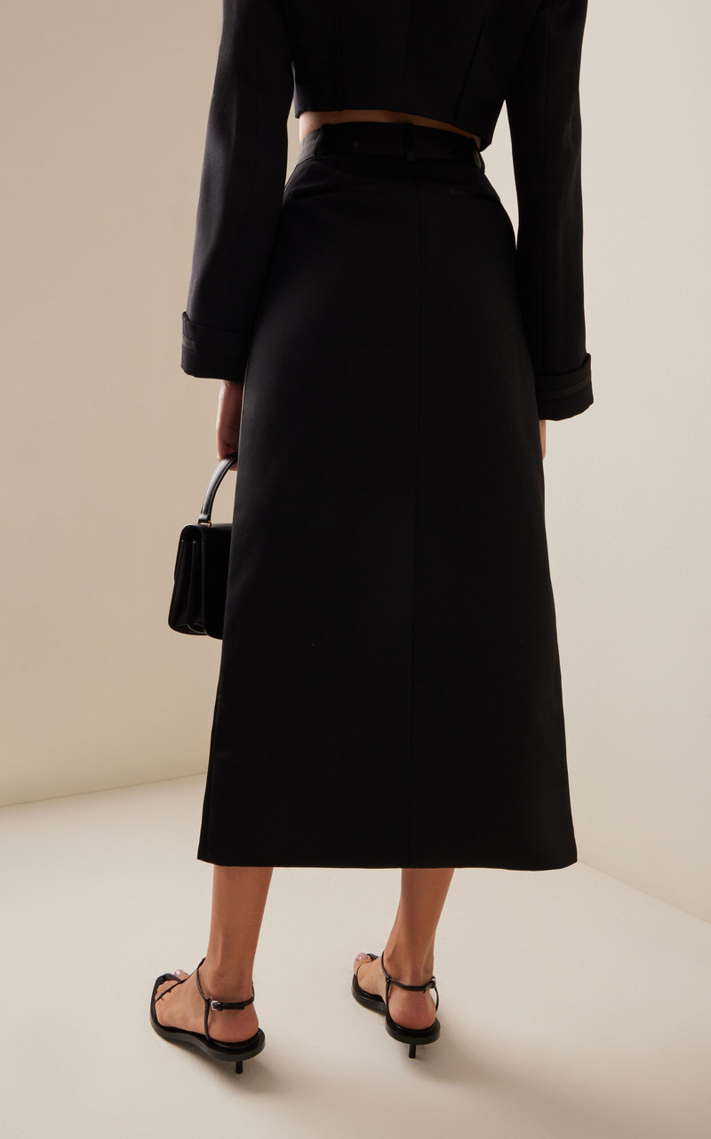 Clarisse Satin Combo Overlap Maxi Skirt black 4