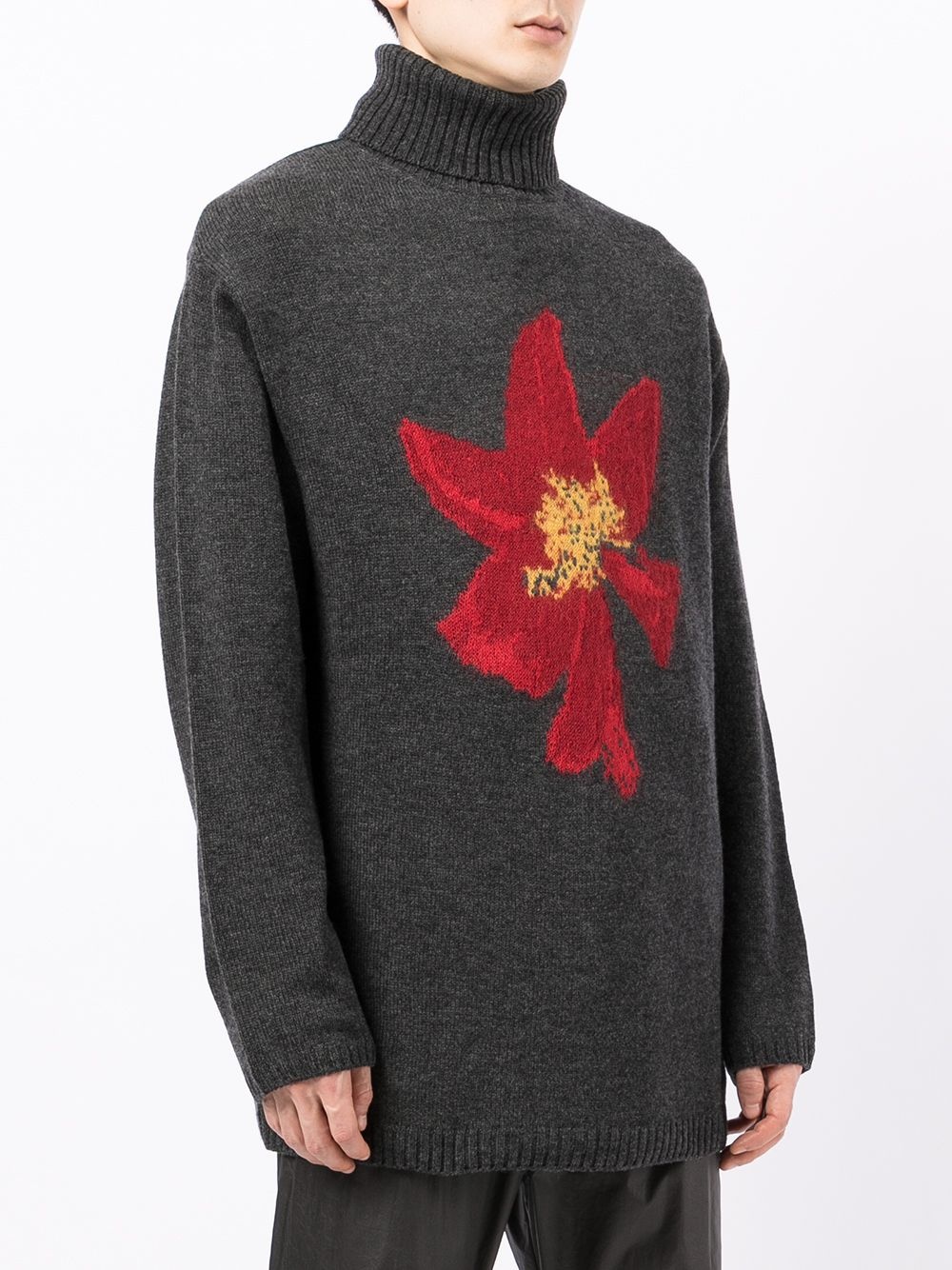 floral-intarsia knit jumper - 3