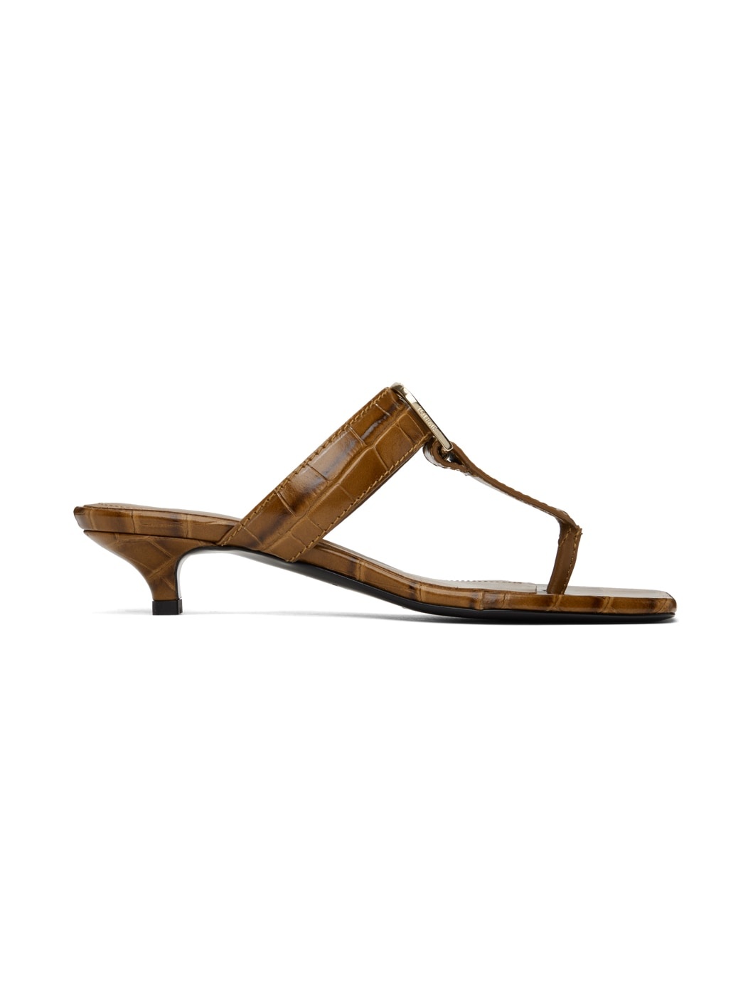 Tan 'The Belted Croco' Heeled Sandals - 1