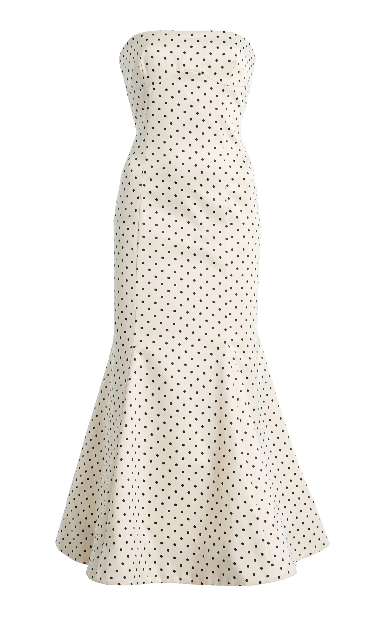 Polka-Dot Satin Midi Dress black/white - 1