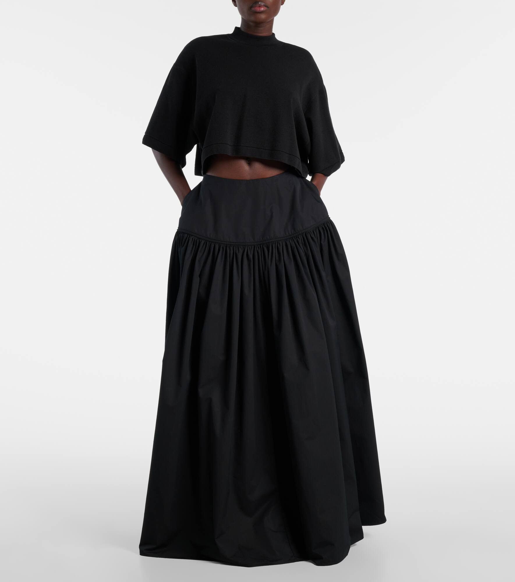 Cropped cotton-blend T-shirt - 2