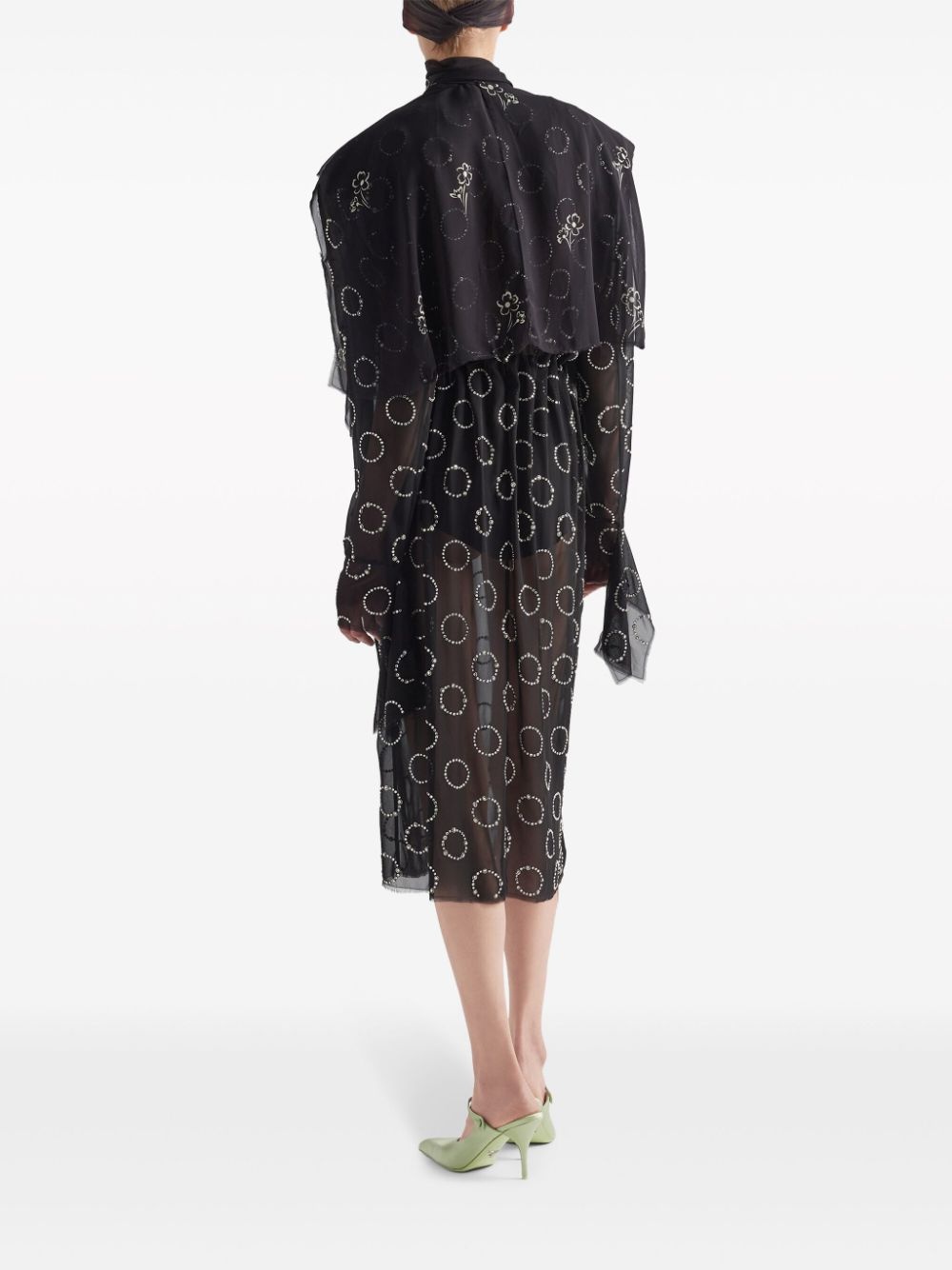 crystal-embellished georgette midi dress - 3