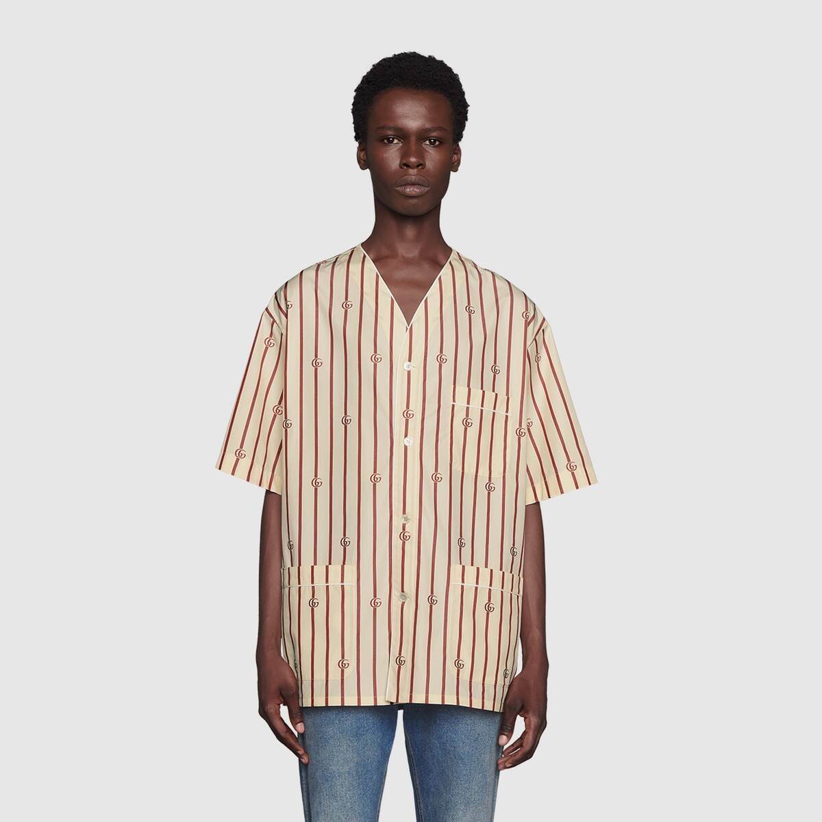 Double G stripe bowling shirt - 3