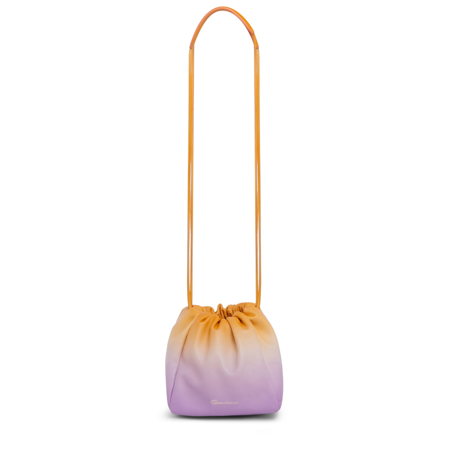 Lilac and orange leather bucket bag - 6