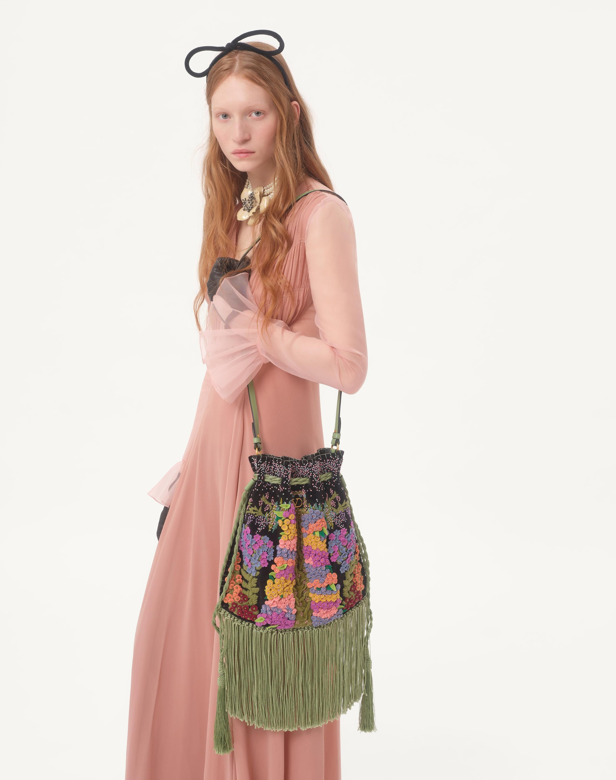 VALENTINO GARAVANI NELLCÔTE ALICE EMBROIDERED BAG WITH FRINGES - 7