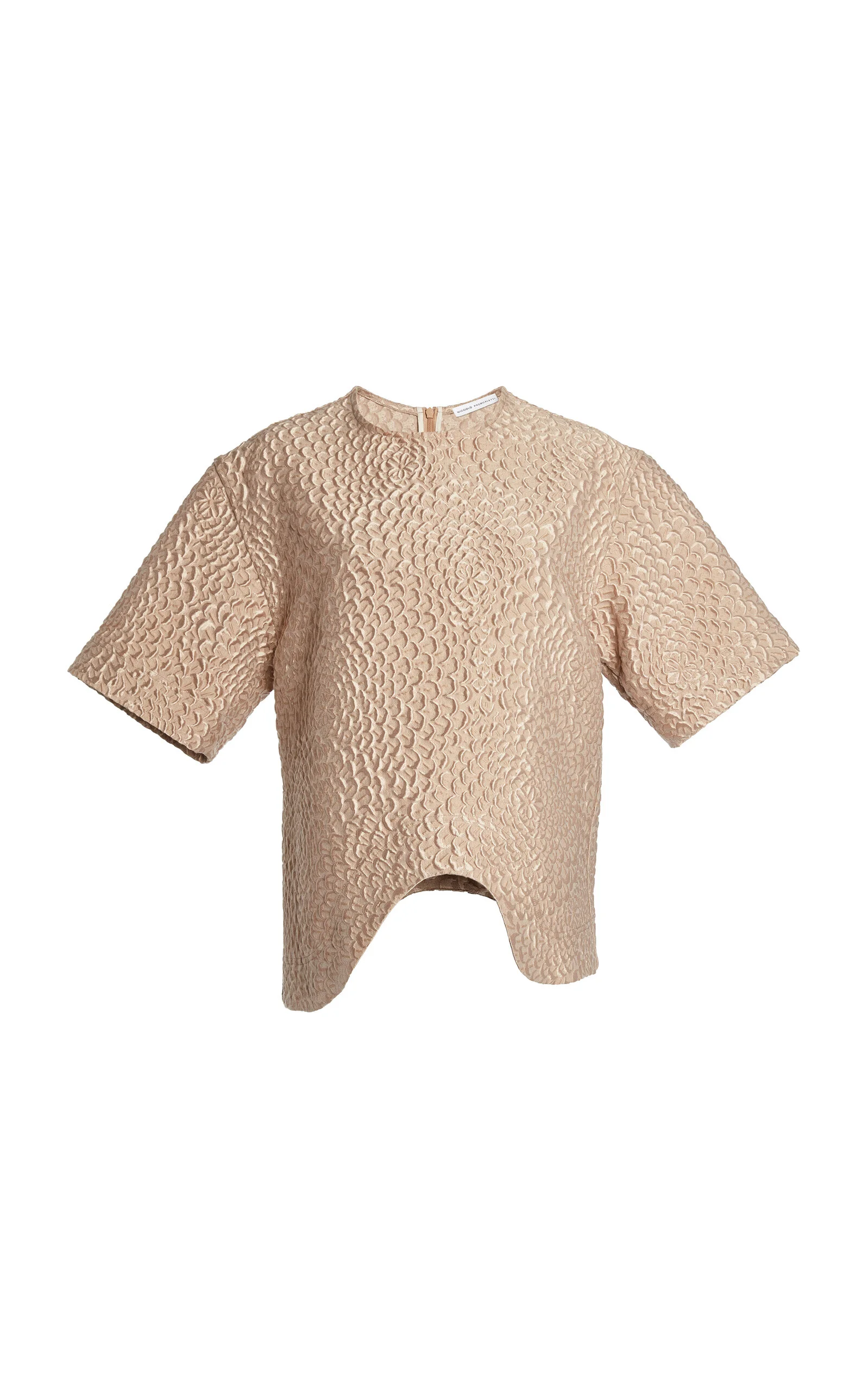 Onda Wool-Silk Cloque Jacquard T-Shirt tan - 1