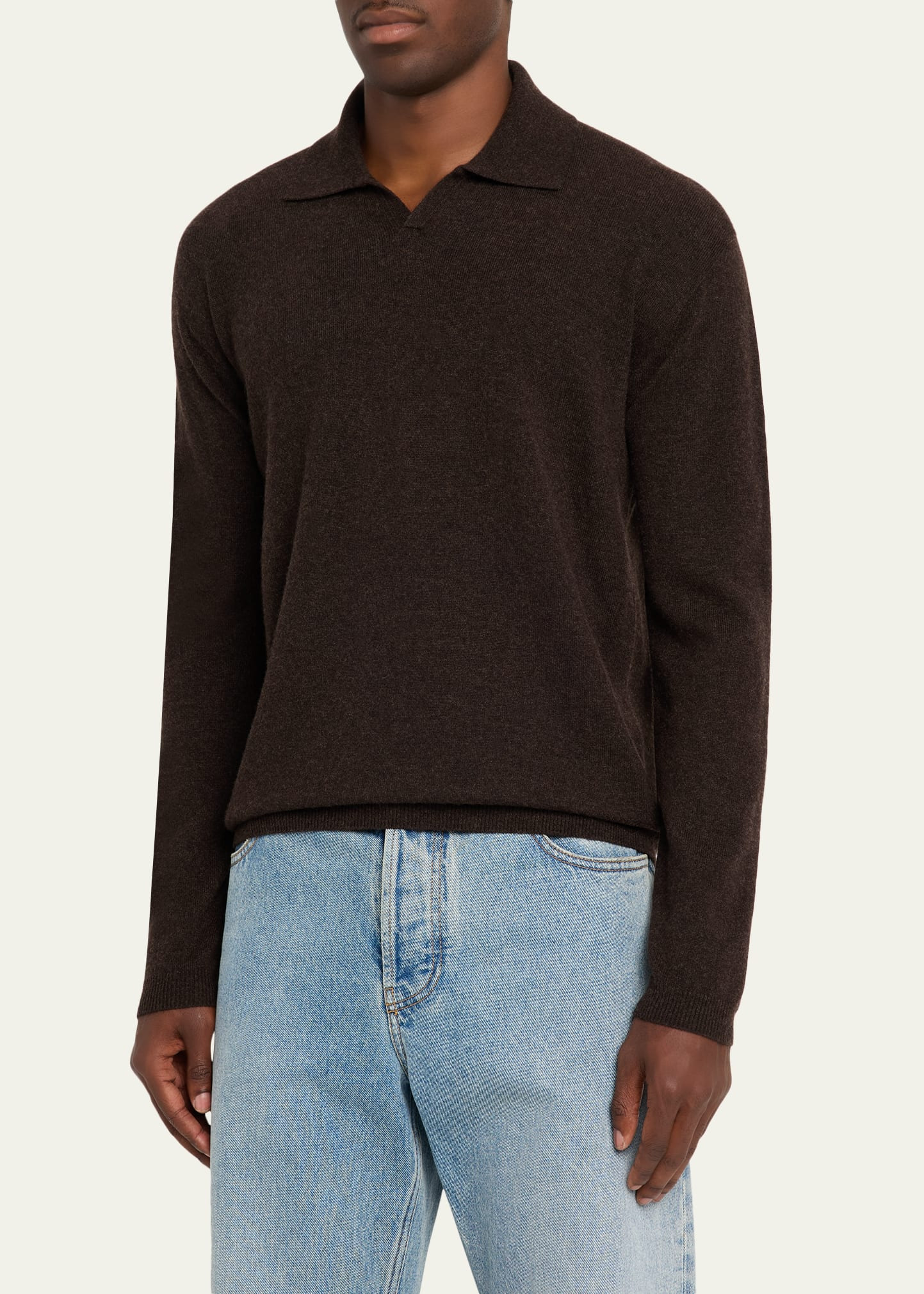 Men's Franz Cashmere Knit Johnny Collar Polo Sweater - 4