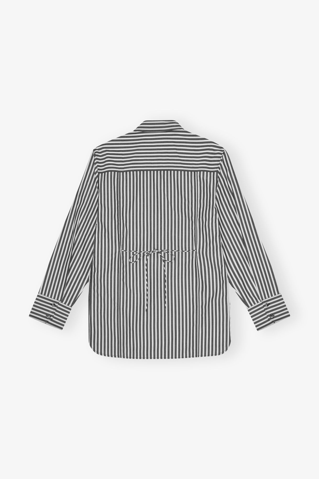 STRIPE COTTON OVERSIZED TIE STRING SHIRT - 6