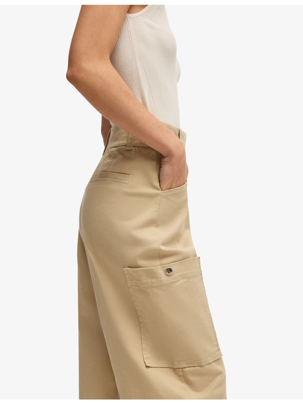Patch-Pocket Straight-Leg Mid-Rise Stretch-Cotton Trousers - 5