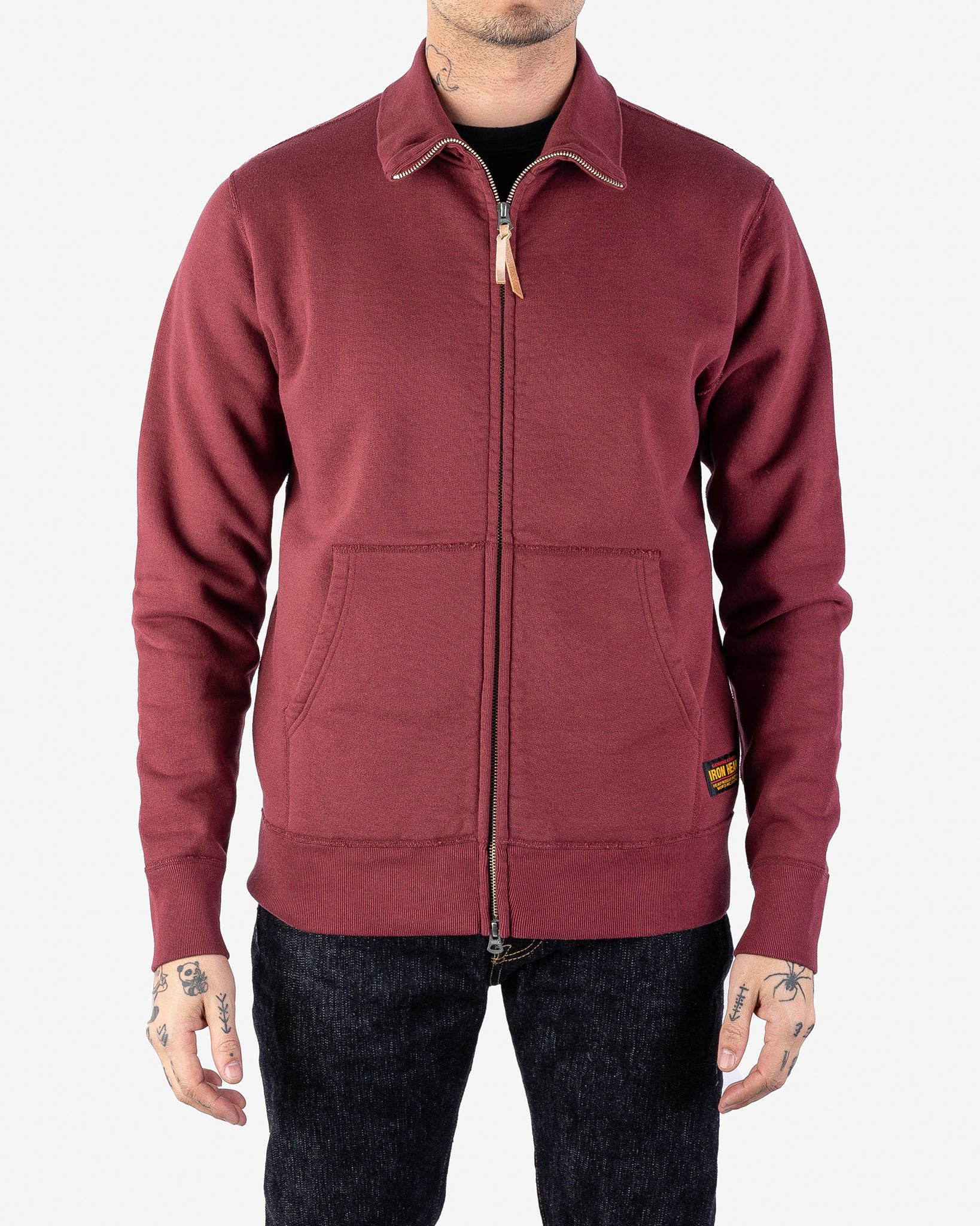 IHSW-11-BUR 14oz Ultra Heavyweight Loopwheel Cotton Zip Up Sweater - Burgundy - 2