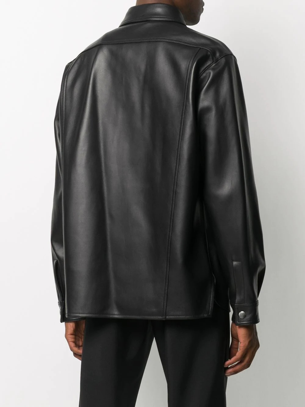 classic collar lambskin jacket - 4