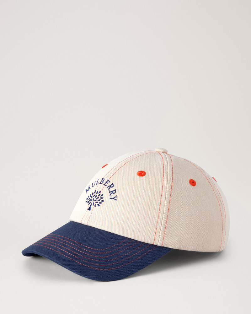 Mulberry Tree Baseball Cap - Colour Block Ecru & Night Sky Cotton 3